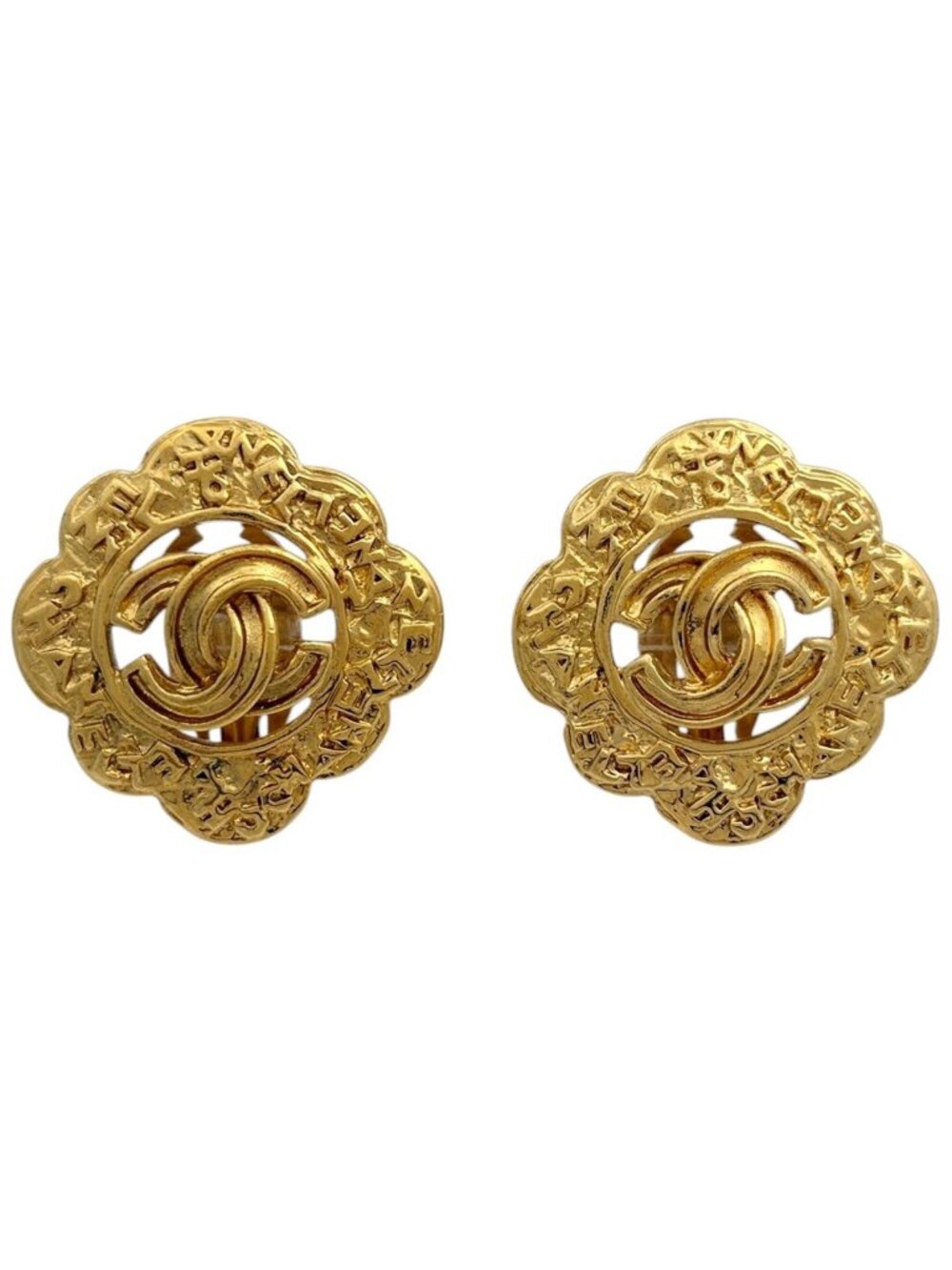 Chanel Earrings CC Logo Gold Plated